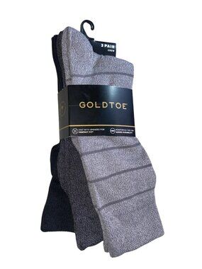 Gold Toe 3 Pair Men's Crew Socks With Aqua FX Moisture Control, Size 6-12.5